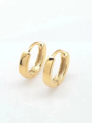 925 Sterling Silver Huggie Hoop Women's Earrings 14k Yellow Gold Plated - Image 1 of 3