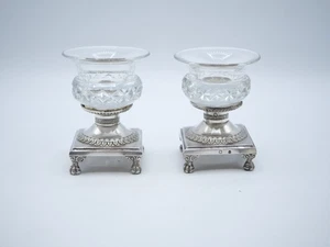 PAIRE DE SALERONS EN ARGENT MASSIF POINCON VIEILLARD COQ PARIS 1809 1819 - Picture 1 of 8