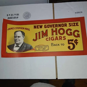 Cartel PÓSTER de colección original de publicidad de cigarros Jim Hogg gobernador de Texas, litografía - Imagen 1 de 6