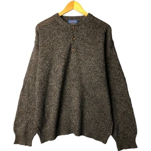 Vintage 2000'S Pendleton Henley-neck wool knit sweater size L men's - Picture 1 of 8