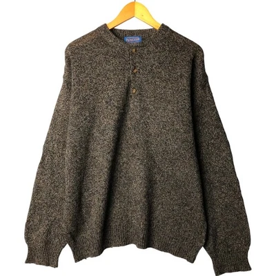 Vintage 2000'S Pendleton Henley-neck wool knit sweater size L men's - Image 1 of 4
