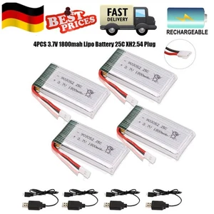 4pz Batteria LiPo 3,7V 1800mAh con Connettore XH2.54 e Caricatore USB per RC Car - Foto 1 di 9