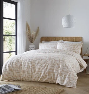 Duvet cover set quilt cover natural nude blush abstract print bedding CLEARANCE - Picture 1 of 10