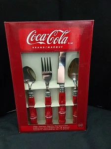 NIB 1997 Gibson Coca-Cola 16 Pc Silverware / Flatware Set Serves 4 w/ Red Handle - Picture 1 of 6