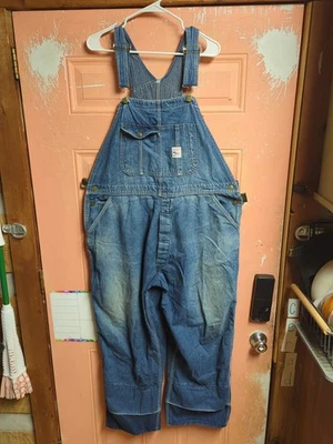 Vintage Pointer Brand Mens Bib Overalls Size 42X29 Denim USA Distressed Worn - Image 1 of 4