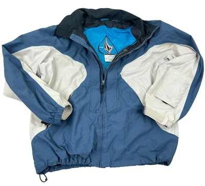 Volcom Snowboard Jacket Men Large Blue Tan Full Zip VTG Y2K Science Snow Adult - Image 1 of 4