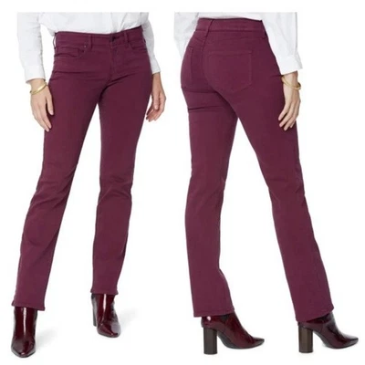Jeans reto NYDJ Marilyn, Deep Merlot, tamanho 10P/10 pequeno - Imagem 1 de 4
