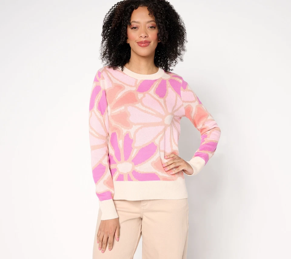 Suéter Anybody Cuello Redondo Intarsia Floral/Abedul M Nuevo Foto 1 de 1