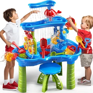 Kinder Sand Wassertisch für Kinder 3 4 5 6 7 8 Jahre alt - 3-stufiges Sommer Outdoor Spielzeug - Bild 1 von 12