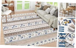 5x7 Bedroom Area Rug Floral Washable Rug Non Slip Living Room Area Rug Soft - Picture 1 of 8