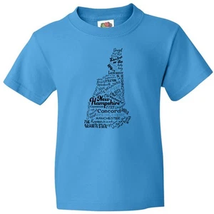 Inktastic New Hampshire State Word Salad Youth T-Shirt Home Granite Concord City - Picture 1 of 5