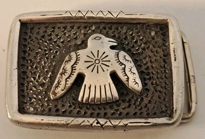 Native American THUNDERBIRD Navajo Sterling Silver FRED HARVEY ERA Belt Buckle - Image 1 of 4
