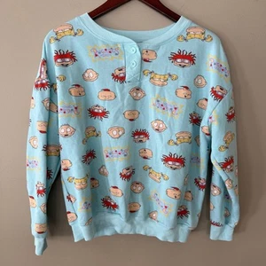 Nickelodeon Rugrats Sweatshirt Youth Lrg Womens Sml Blue Nostalgia Kidcore Sleep - Picture 1 of 11