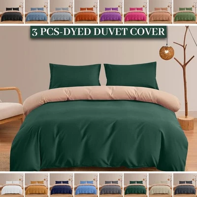 HAFA280 Plain Duvet Quilt Cover With Pillowcase Soft Microfiber Reversible Bedding Set