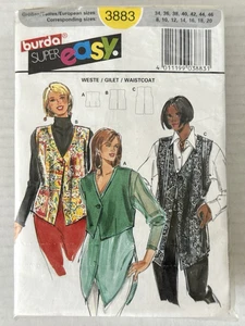 Chaleco Burda Patrón Costura 3883 Misses Talla 8 a 20 - Corte Sin Fecha Súper Fácil - Imagen 1 de 8