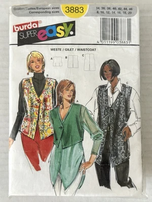 Chaleco Burda Patrón Costura 3883 Misses Talla 8 a 20 - Corte Sin Fecha Súper Fácil Foto 1 de 4