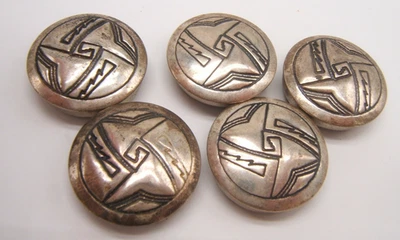 VTG 5 BUTTON COVER SILVER TONE SOUTHWEST WESTERN DESIGN - Image 1 of 4