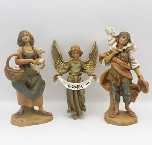 3 Fontanini Nativity Figures Angel Shepherd Boy Goose Girl Christmas - Picture 1 of 10