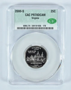 2000-S Washington State Quarter Virginia PR70 DCAM CAC CACg *1508 - Picture 1 of 5