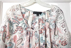 Top casi famoso para mujer talla M encaje manga larga cachemir transparente - Imagen 1 de 6