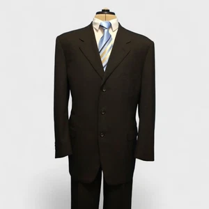 Canali Exclusive 2 Piece Suit US 46R Espresso Brown Check Super 150s Wool Italy - Picture 1 of 21