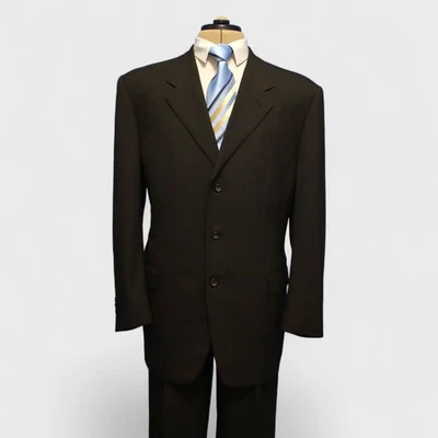 Canali Exclusive 2 Piece Suit US 46R Espresso Brown Check Super 150s Wool Italy - Image 1 of 4