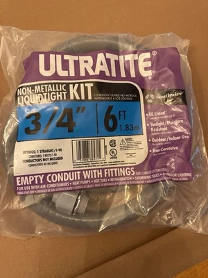 Ultratite 3/4 x 6 英尺非金属液密管道套件带配件全新密封 — 第 1/3 张图片