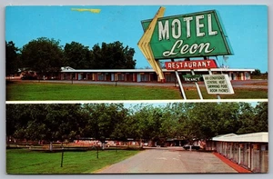 VINTAGE Postcard  LEON MOTEL AND RESTAURANT  -  DOTHAN, ALABAMA - Picture 1 of 2