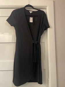 J Crew Dress S Textured Knit Wrap Dress NWT $79.50 Black Sold Out - Picture 1 of 6