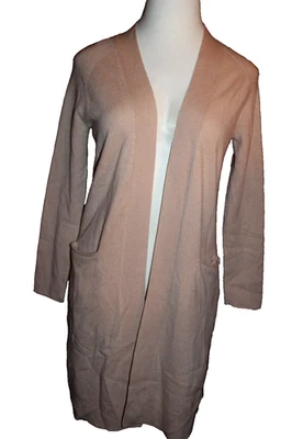 C by Bloomingdale's Size -M 2-PLY 100% Cashmere Beige Long Sleeve Open Cardigan - Image 1 of 4