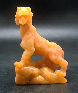 Burmese Soft Jade Tiger Figurine Statuette Carving Collectible / Desk Ornament - Picture 1 of 6