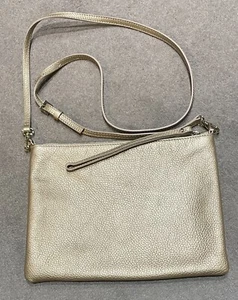 COCCINELLE-ITALIAN LEATHER -MEDIUM SIZE MILA -CROSSBODY BAG IN GOLD GLEAM -NEW ! - Picture 1 of 10