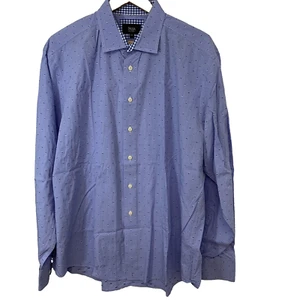 Tallia Shirt XXL Men Blue Check  Flip Cuff Button Up Long Sleeve Lightweight - Picture 1 of 11