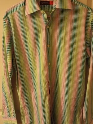 Nyne Long Sleeve Button Down Rainbow Striped Small Shirt  - Image 1 of 3