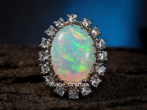 Natural White Opal Ring-925 Sterling Ring-Promise Ring-Wedding Ring-Opal Ring - Picture 1 of 6
