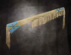 Native American Indian Beaded Rifle Scabbard Sioux Style Suede Leather Gun Cover - Picture 1 of 1