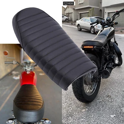 Motorcycle Black Cafe Racer Seat Flat Style Universal for Suzuki Honda Yamaha - Image 1 of 4