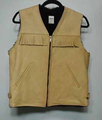 Colete masculino Uber com zíper pele de veado forro de lã bolsos 41 franja no peito excelente - Imagem 1 de 4