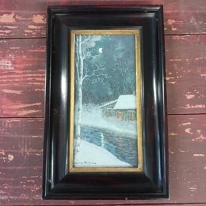 GULBRAND SETHER ANTIQUE WOODSCAPE WATERCOLOR AMERICAN EARLY ILLINOIS CABIN - Picture 1 of 10
