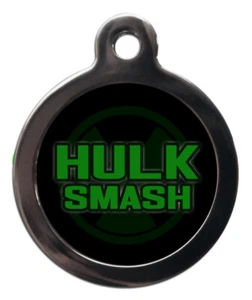 Haustier-ID-Tag Avengers HULK SMASH personalisierter Anhänger 26 mm oder 32 mm ID-Tag Schlüsselanhänger Anhänger - Bild 1 von 2