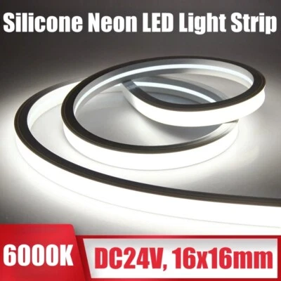 24V 6000K Silicone LED Neon Rope Light Strip Waterproof Home Sign DIY Lighting - Image 1 of 4