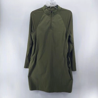 hurley athletic dress women size medium army green long sleeve shift dress - Image 1 of 4