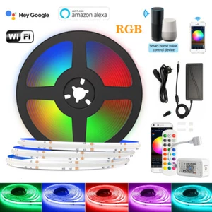 Tira de luz LED 12V WIFI COB RGB 5m cinta de densidad flexible cuerda luces debajo de la cabina - Imagen 1 de 16