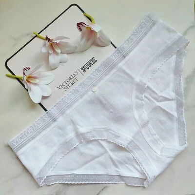 Calcinha Victoria's Secret algodão com nervuras Hiphugger VS branca tamanho G/XL - Imagem 1 de 4