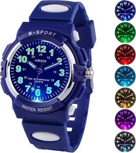 Juboos Orologio Bambini Analogico con 7 Luci Notturne Colorate Ragazzi Ragazze Impermeabile Morbido - Foto 1 di 11