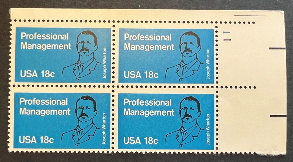 Scott#: 1920 - Professional Management 18¢ 1981 Plate Block of Four MNHOG - Image 1 of 1