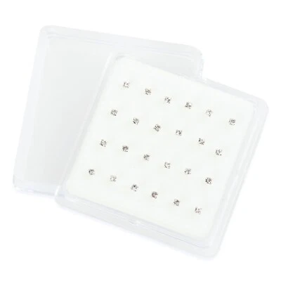 96 Sterling silver Clear Jewel  Claw Set Nose Studs Boxed - Image 1 of 2