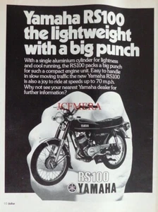 YAMAHA 'RS100' Motorcycle Vintage ADVERT : Original 1974 Print : 672/92 - Picture 1 of 1