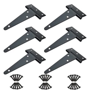 2 Pack 6 Inch Heavy Duty T Strap Hinges for Wooden Fences Yarn Door Barn Door - Picture 1 of 8