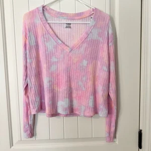 Victoria’s Secret Pink tie dye crop top ribbed T-shirt women’s size xsmall - Picture 1 of 6